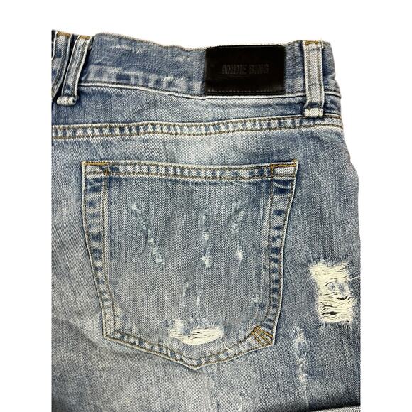 Anine Bing Cotton Distressed Denim Shorts Vintage Blue Button Fly Size Small - Picture 3 of 9